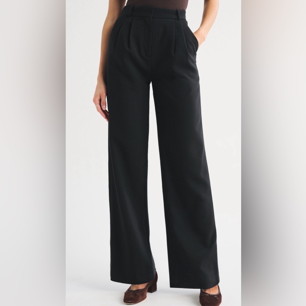 Abercrombie & Fitch Black Tailored Wide Leg Pants 25R | High Rise Trouser
